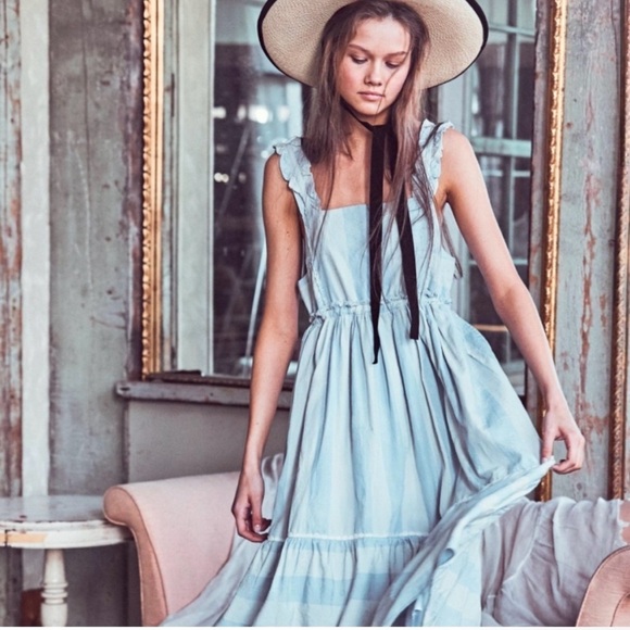 New! LoveShackFancy Anne Stripe Midi Dress 🩵 Medium NWT! - Picture 9 of 16